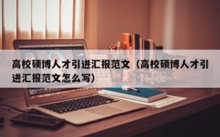 高校硕博人才引进汇报范文（高校硕博人才引进汇报范文怎么写）